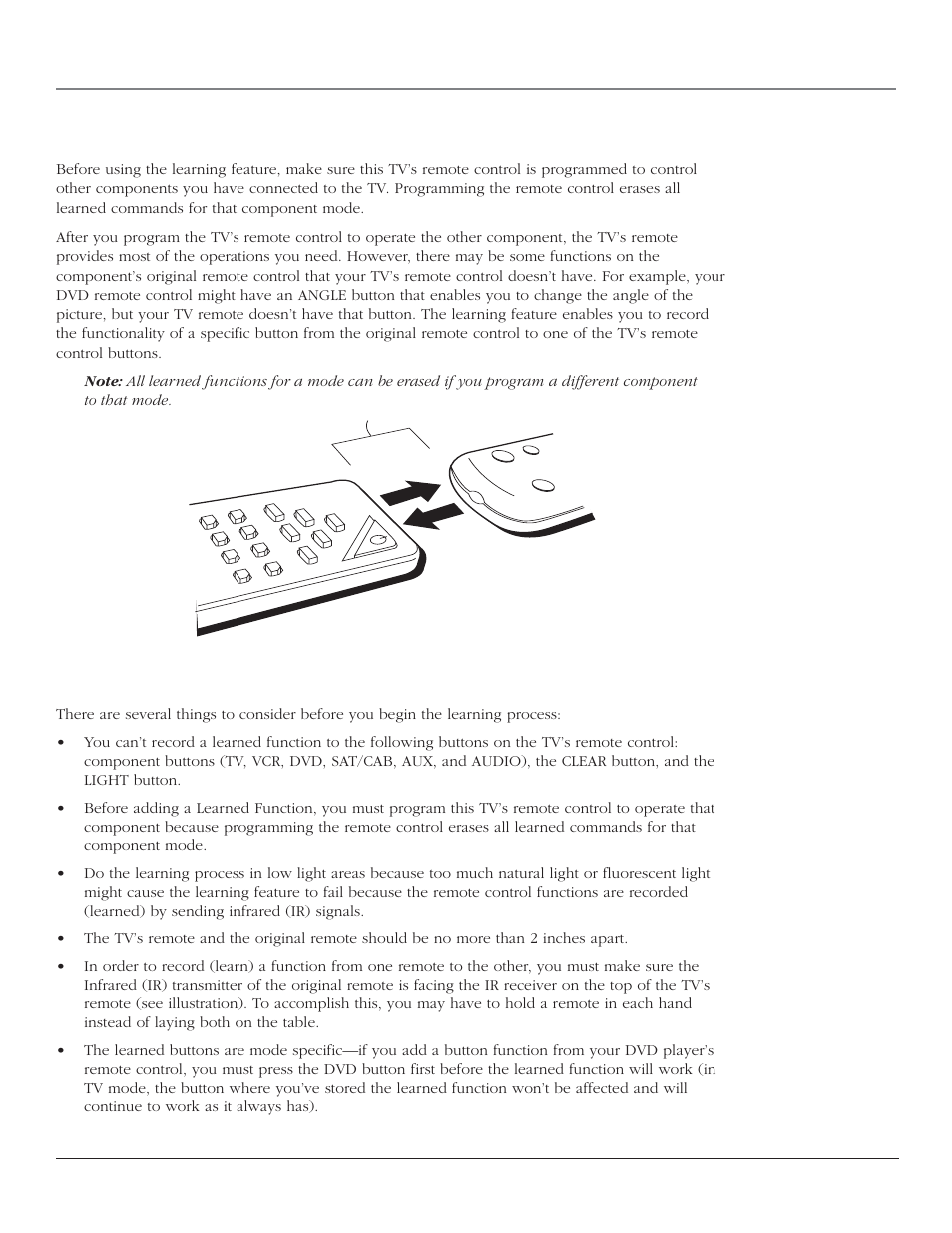 Using the remote control the learning feature, Adding a learned function | RCA HD44LPW164 User Manual | Page 30 / 80