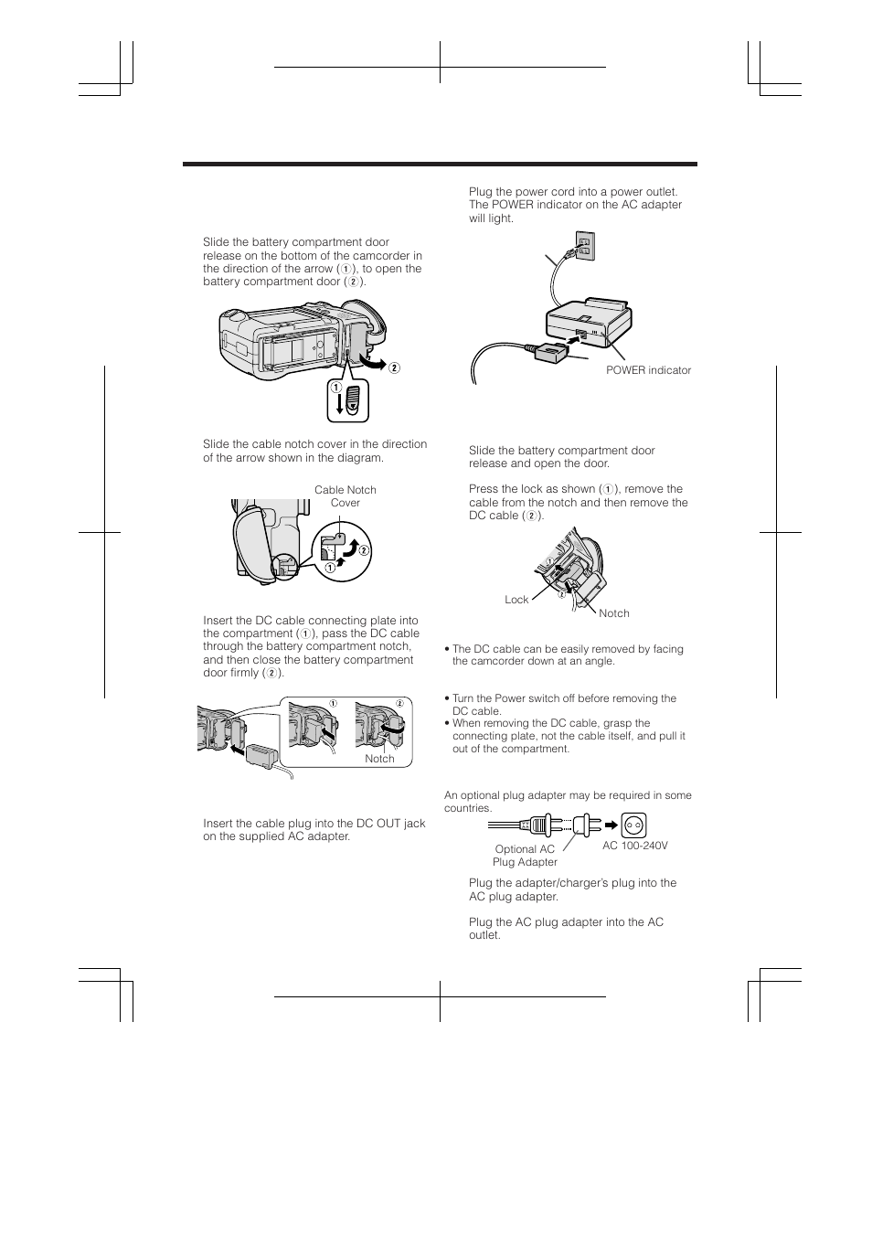 Powering the camcorder from an ac outlet, Powering the camcorder from an ac outlet 1 | RCA ProV950HB User Manual | Page 14 / 80