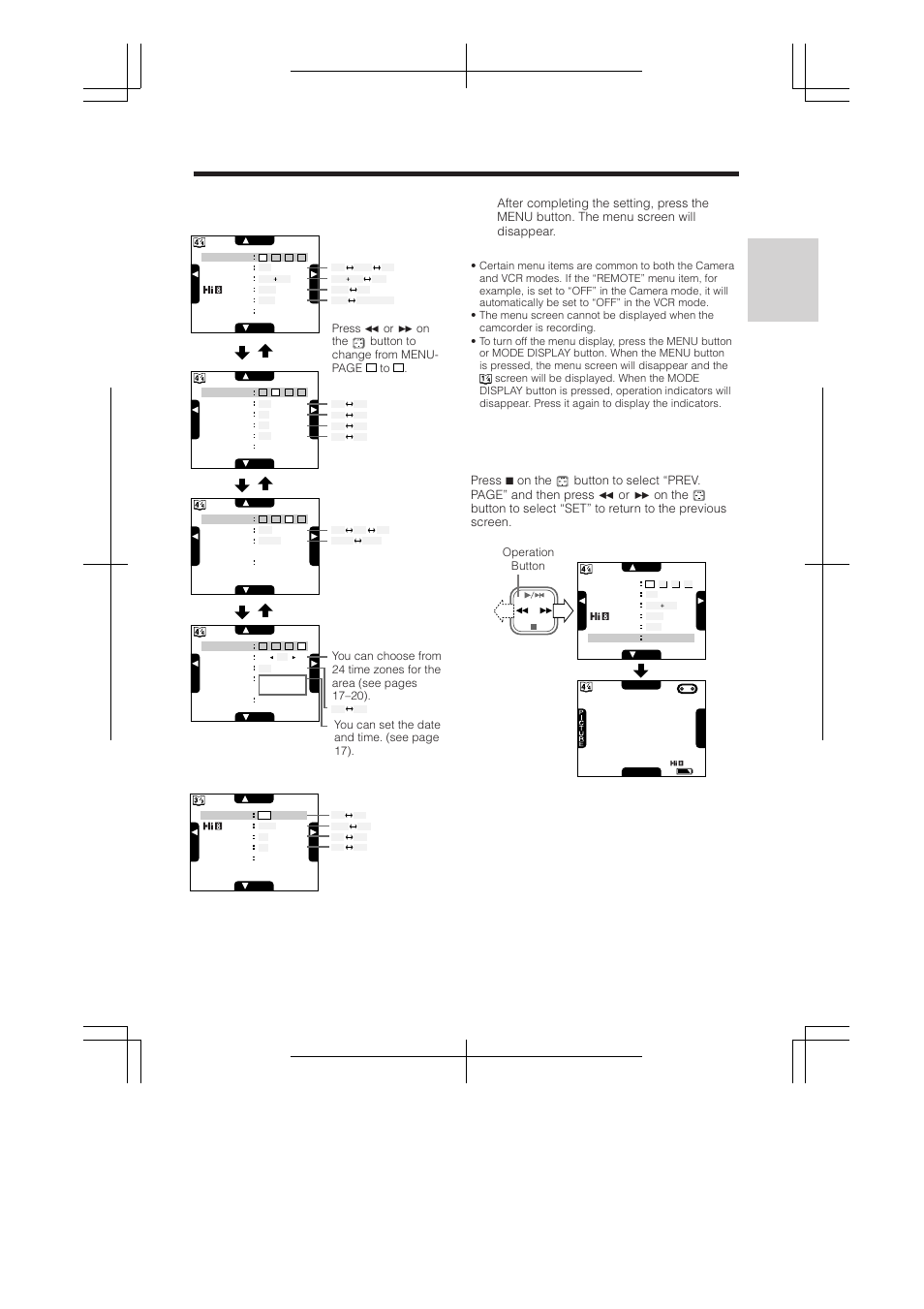 Returning to the previous screen, Operation button | RCA ProV950HB User Manual | Page 19 / 80