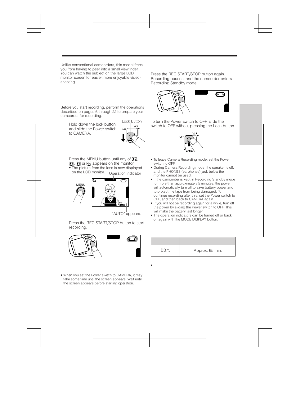 Basic operations camera recording, Easy camera recording with full auto | RCA ProV950HB User Manual | Page 27 / 80