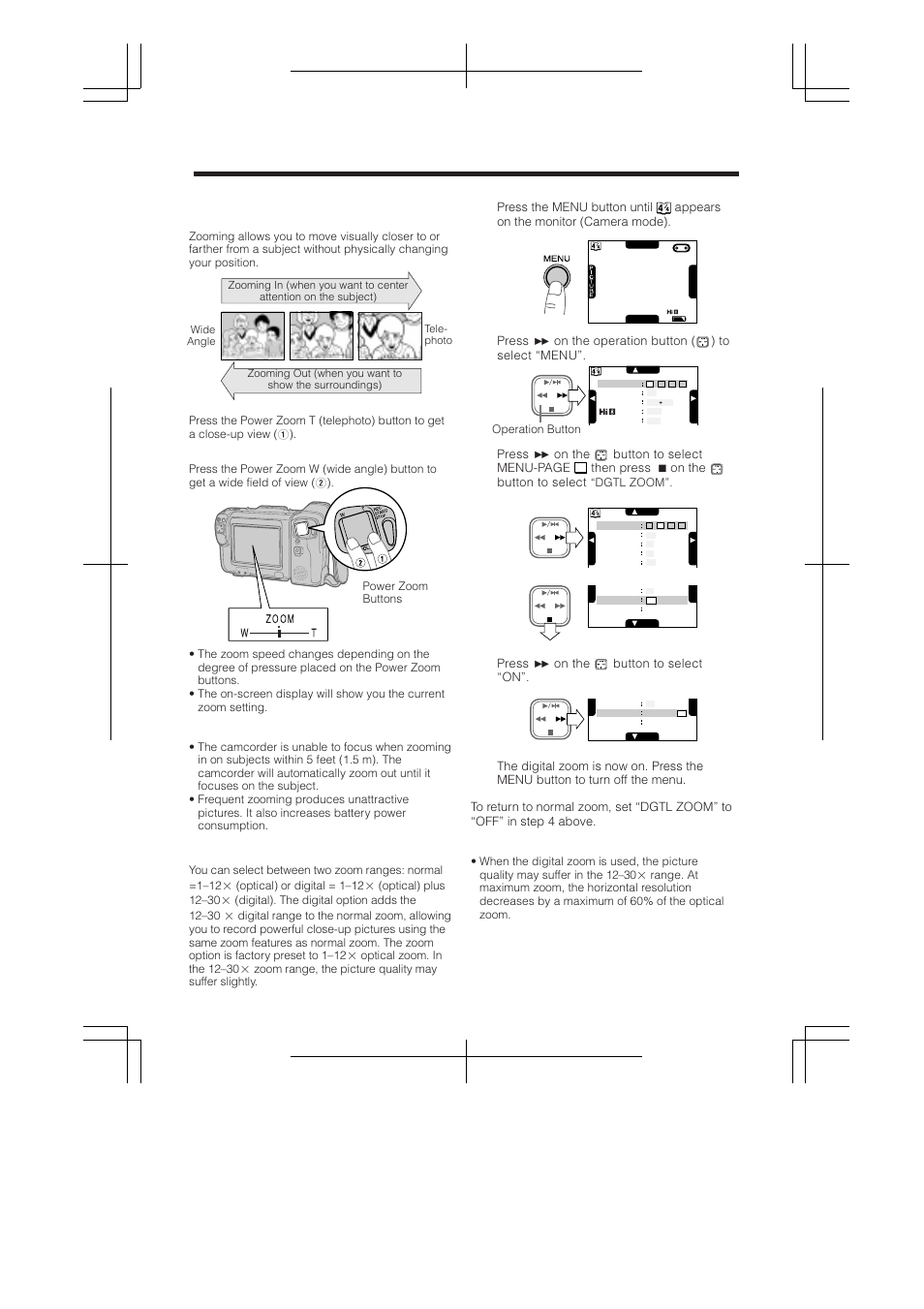 Zooming, Setting the digital zoom, Camera recording | RCA ProV950HB User Manual | Page 28 / 80