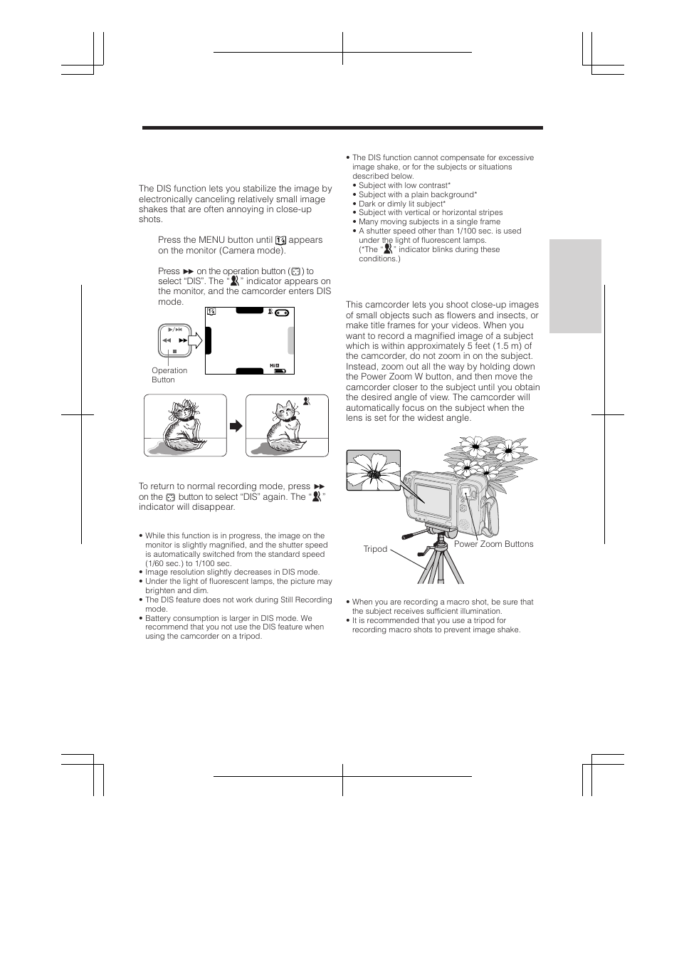 Digital image stabilization (dis), Macro shots | RCA ProV950HB User Manual | Page 31 / 80