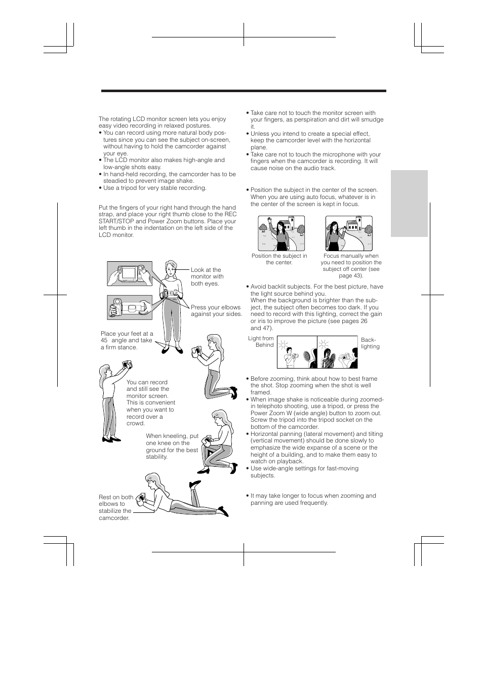 Tips on recording positions, Hints for better shooting | RCA ProV950HB User Manual | Page 35 / 80