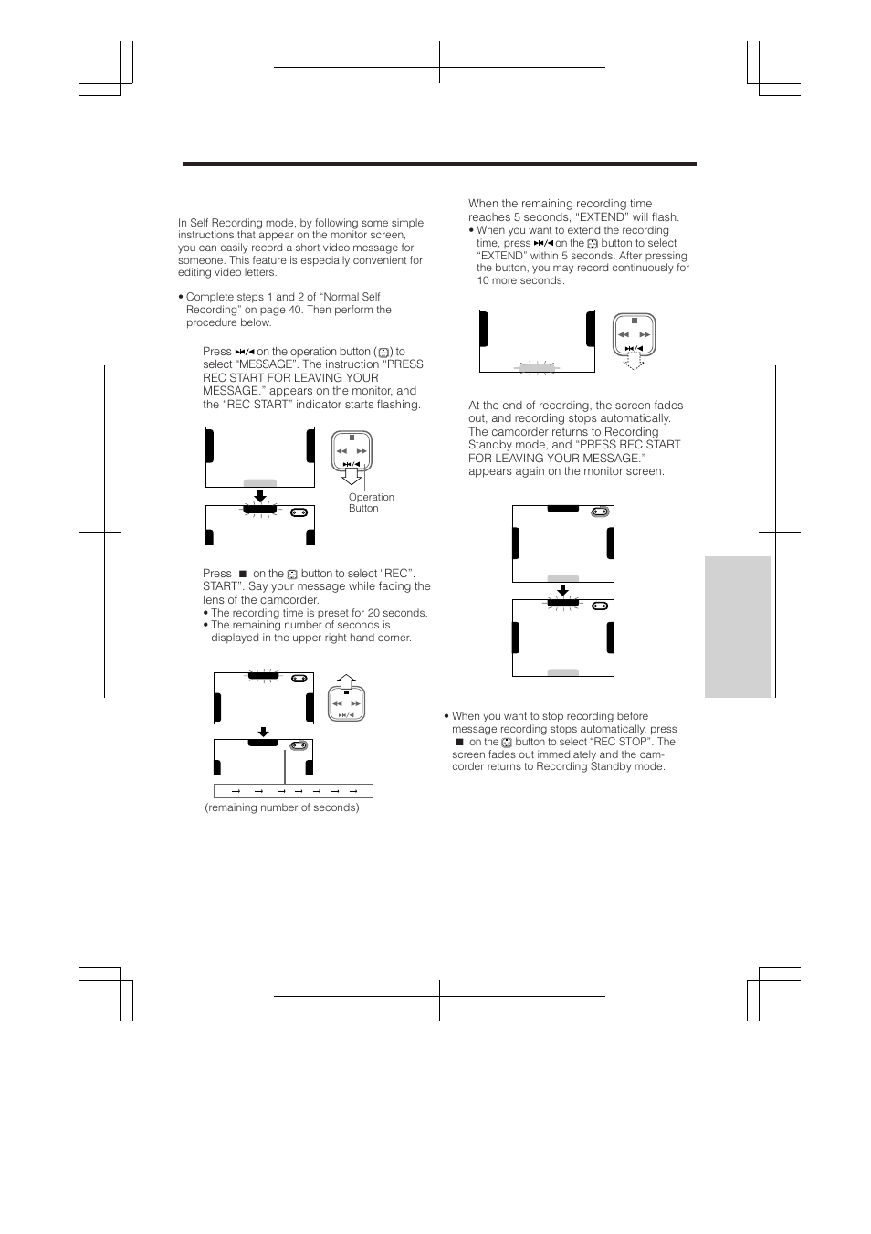 Self recording message osd, Remaining number of seconds) | RCA ProV950HB User Manual | Page 45 / 80
