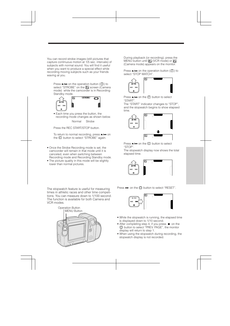 Strobe recording, Stopwatch, Using the stopwatch function | RCA ProV950HB User Manual | Page 53 / 80