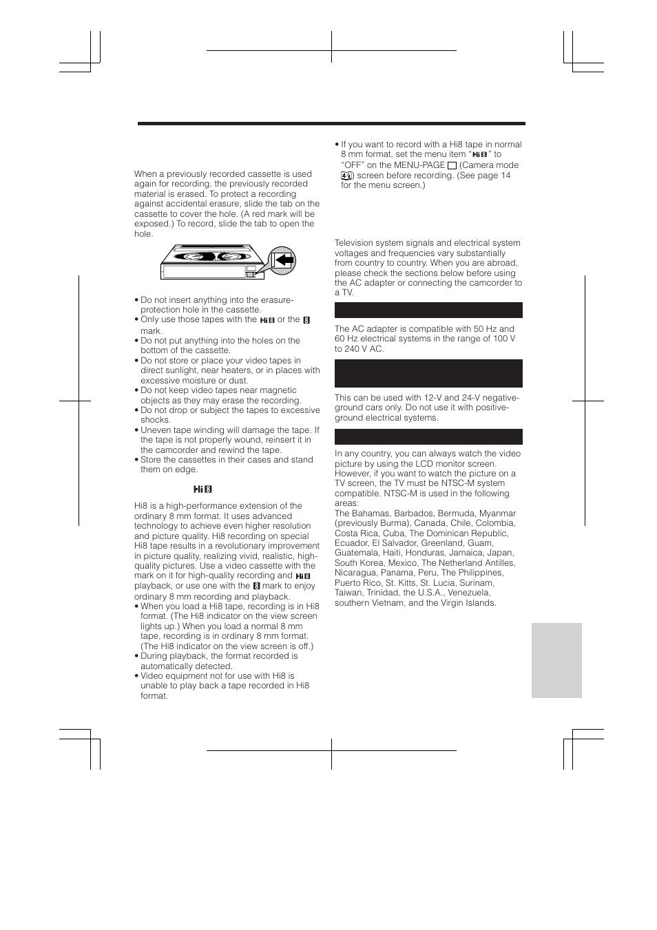 Video cassette tapes, What is, Using your camcorder abroad | RCA ProV950HB User Manual | Page 69 / 80