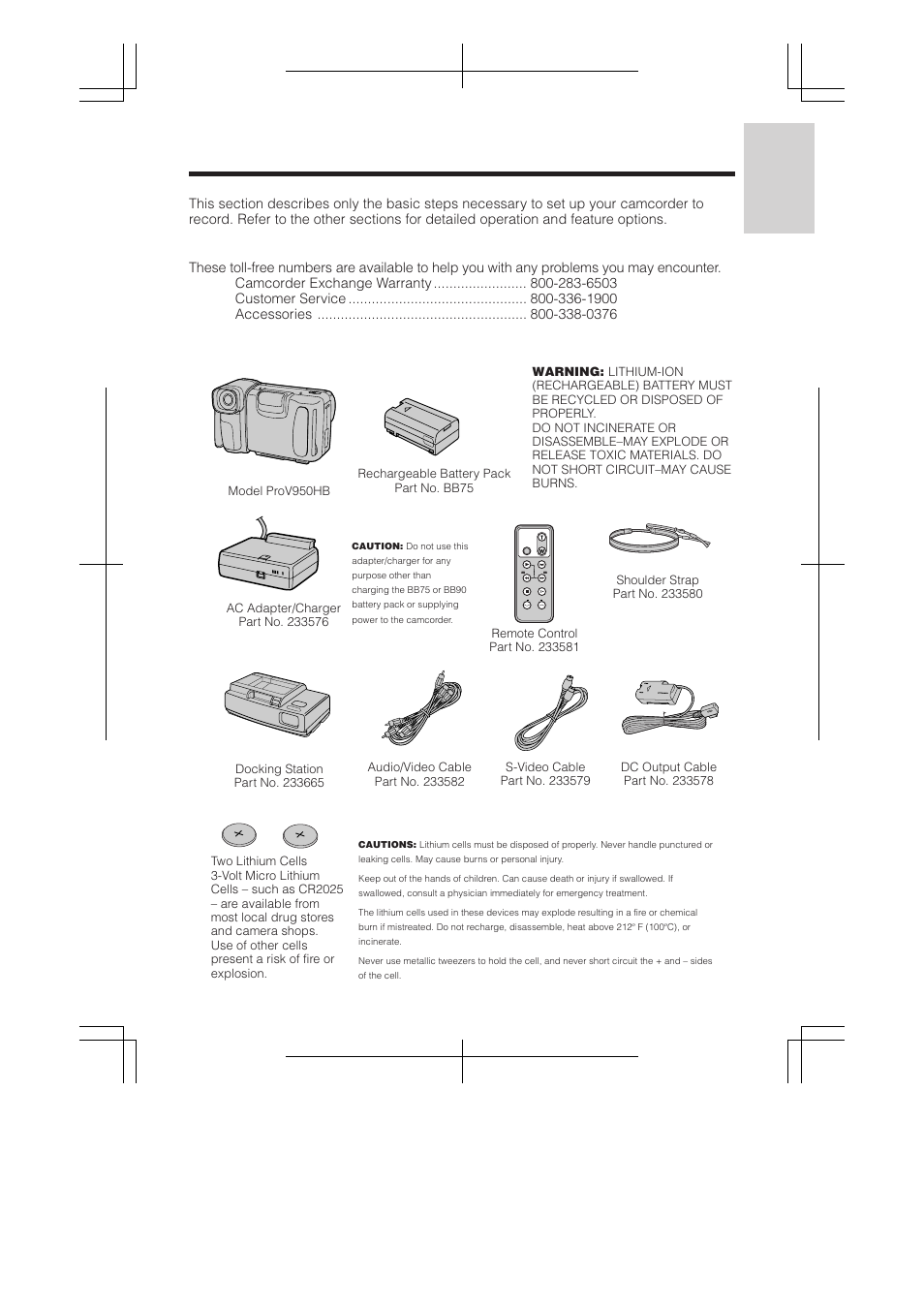 Supplied accessories, Assistance | RCA ProV950HB User Manual | Page 7 / 80