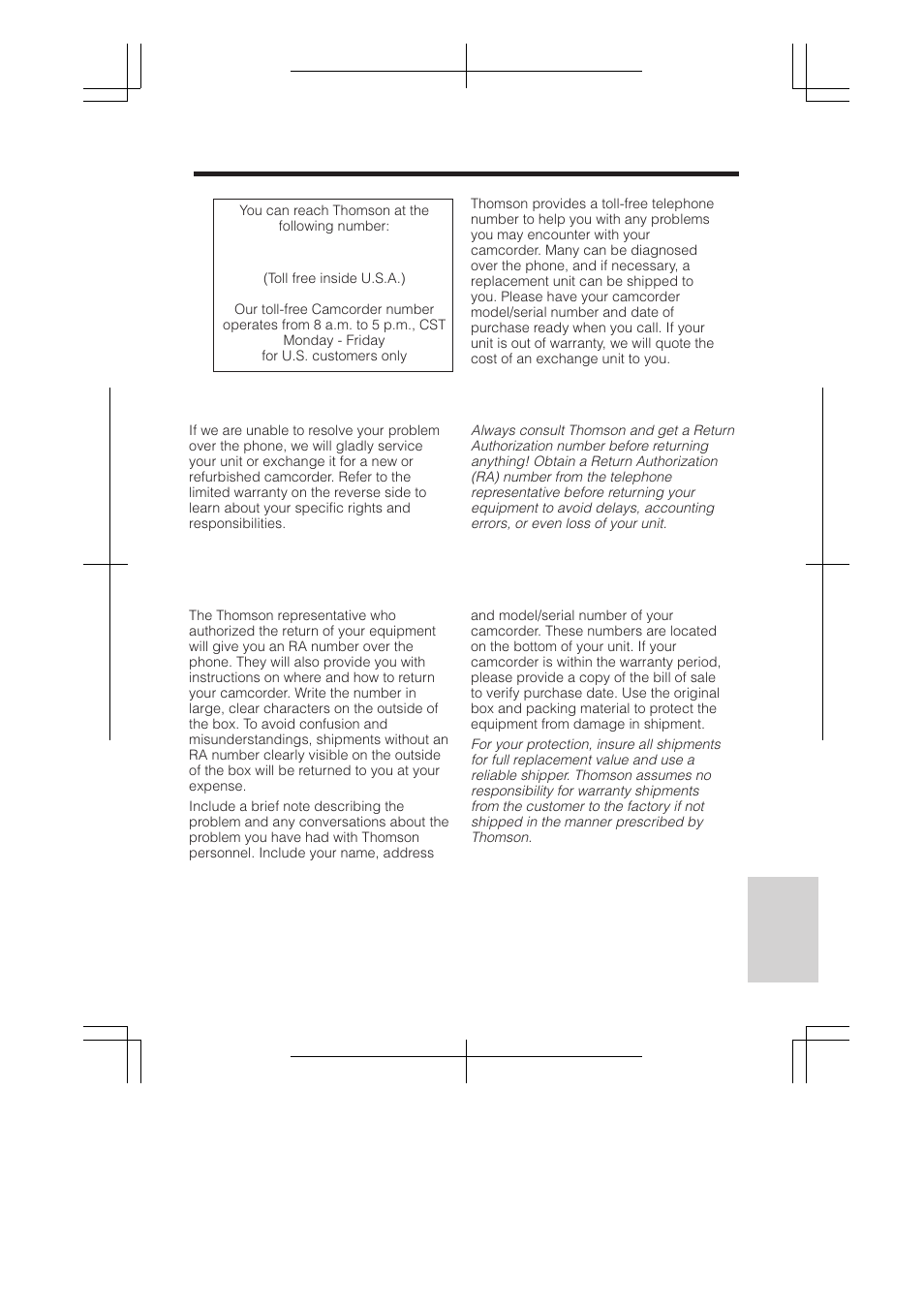 Customer assistance and service | RCA ProV950HB User Manual | Page 73 / 80