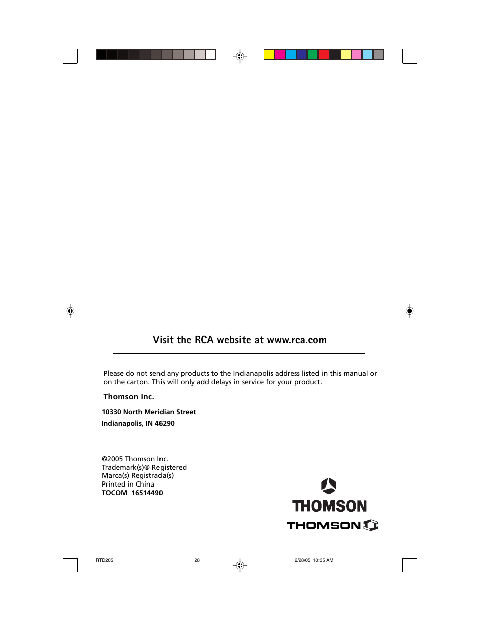 RCA RTD205 User Manual | Page 30 / 30