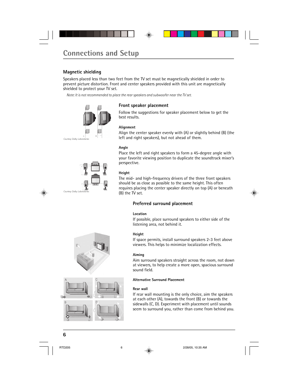 Connections and setup | RCA RTD205 User Manual | Page 8 / 30