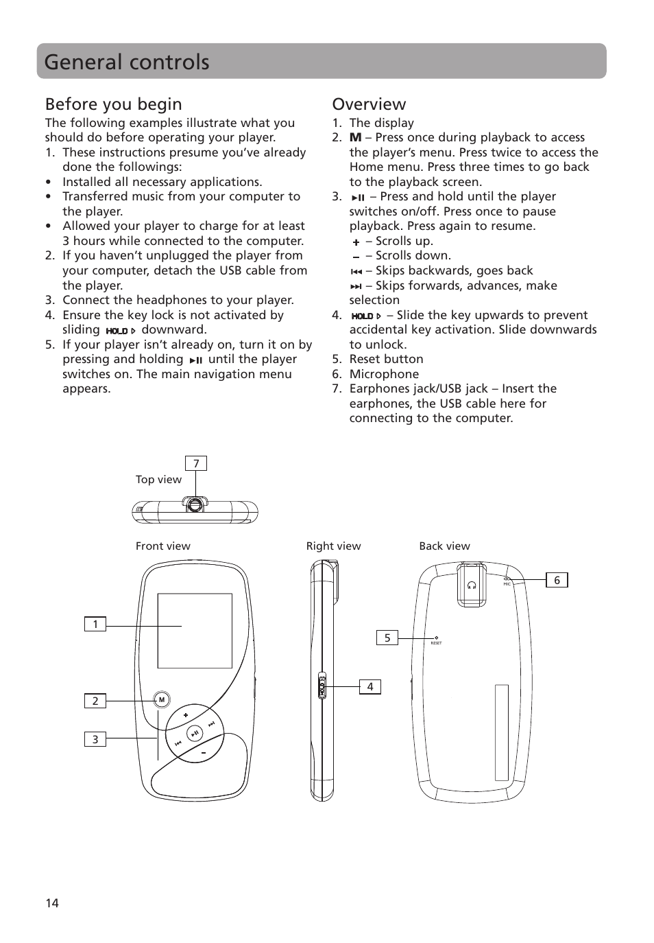 General controls, Before you begin, Overview | RCA MC4004 User Manual | Page 14 / 28