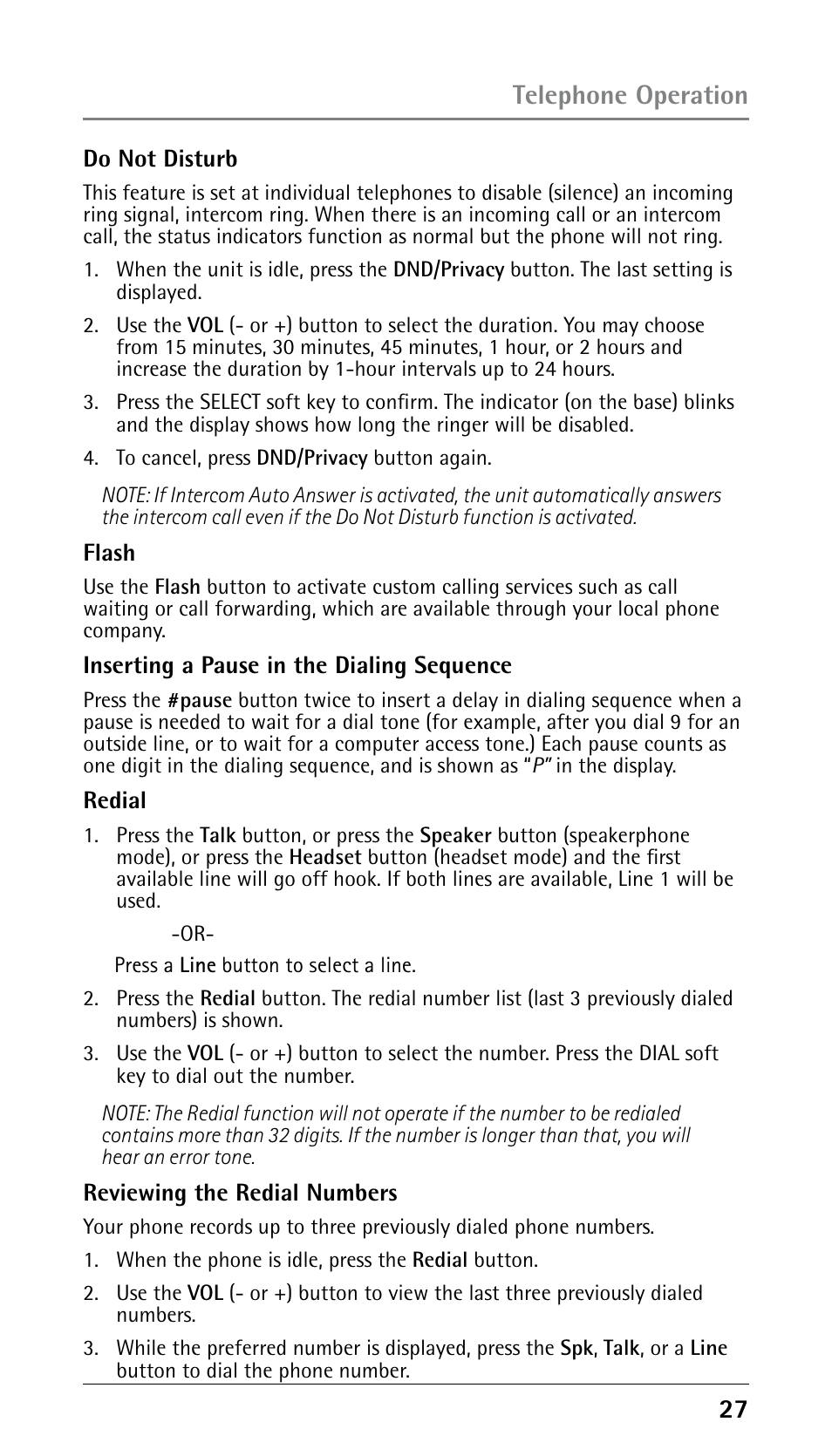 Telephone operation | RCA 25250 User Manual | Page 27 / 100