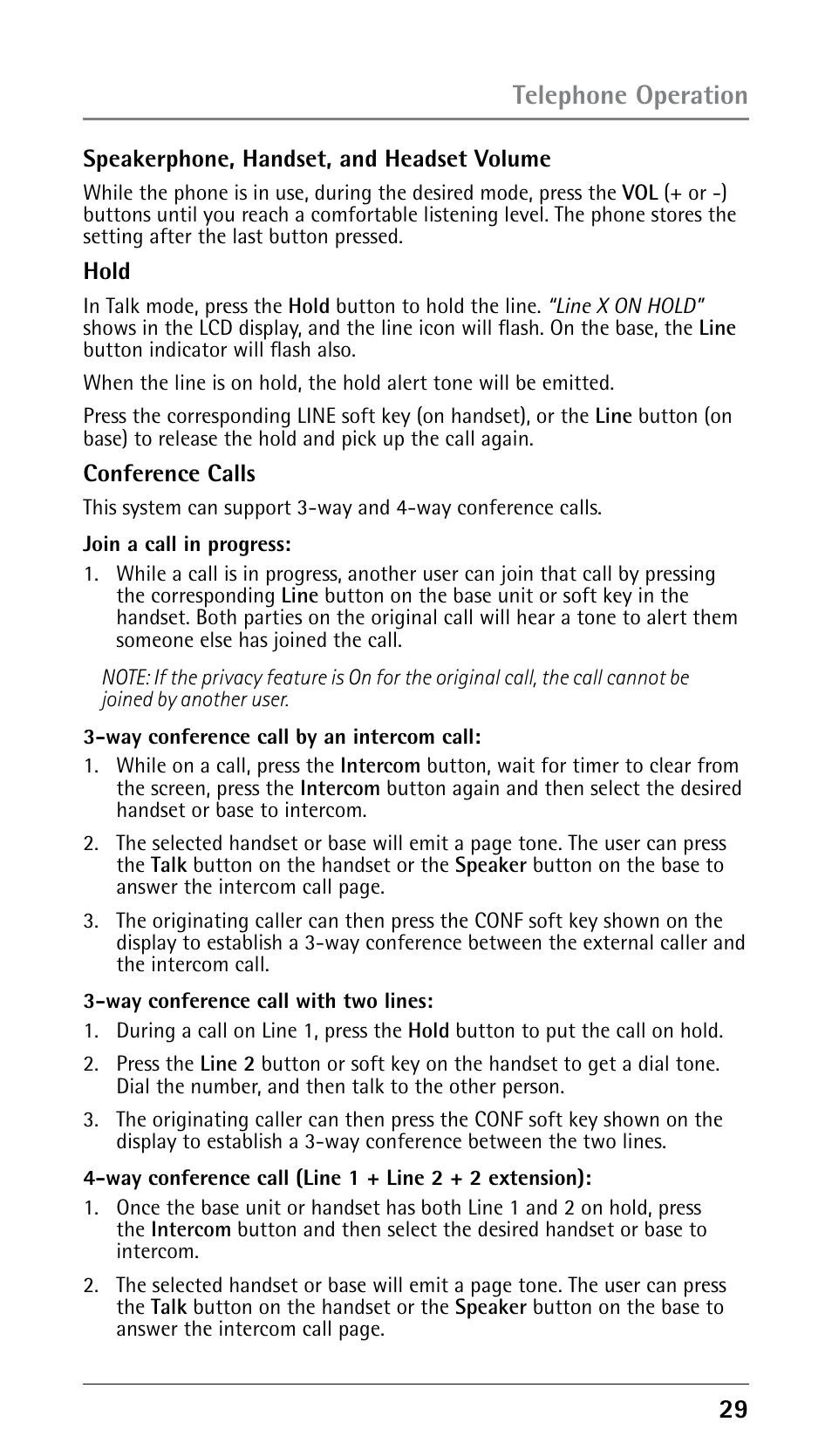 Telephone operation | RCA 25250 User Manual | Page 29 / 100