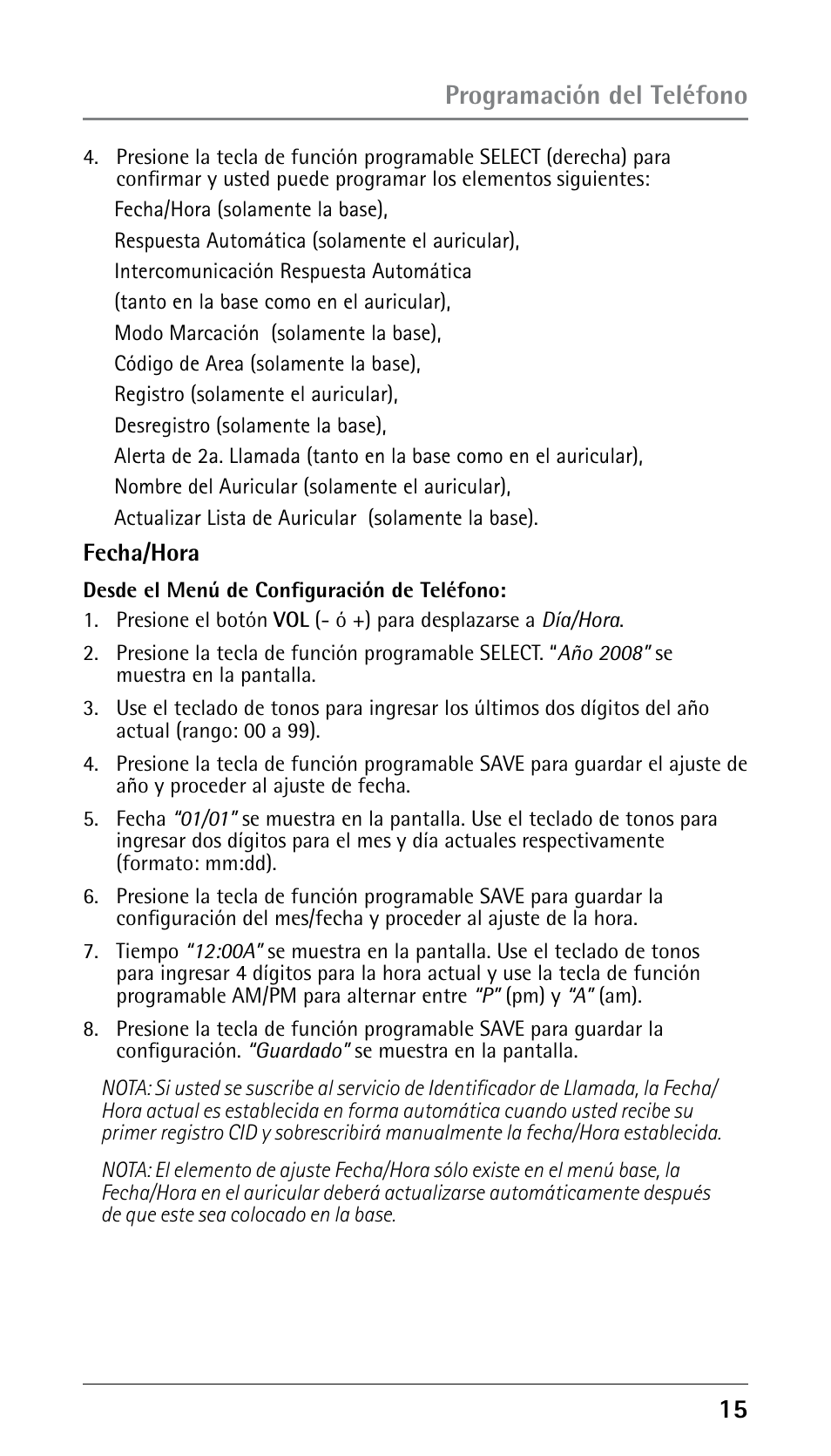 Programación del teléfono | RCA 25250 User Manual | Page 65 / 100