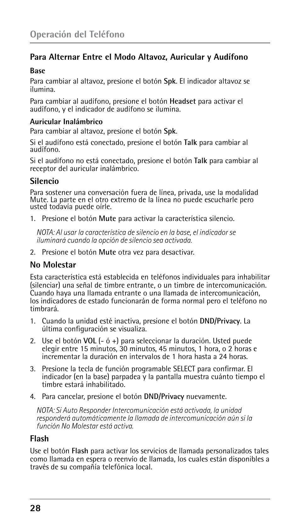 Operación del teléfono | RCA 25250 User Manual | Page 78 / 100