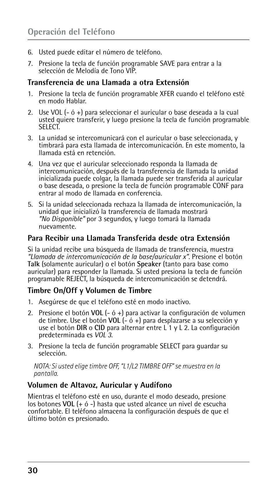 Operación del teléfono | RCA 25250 User Manual | Page 80 / 100