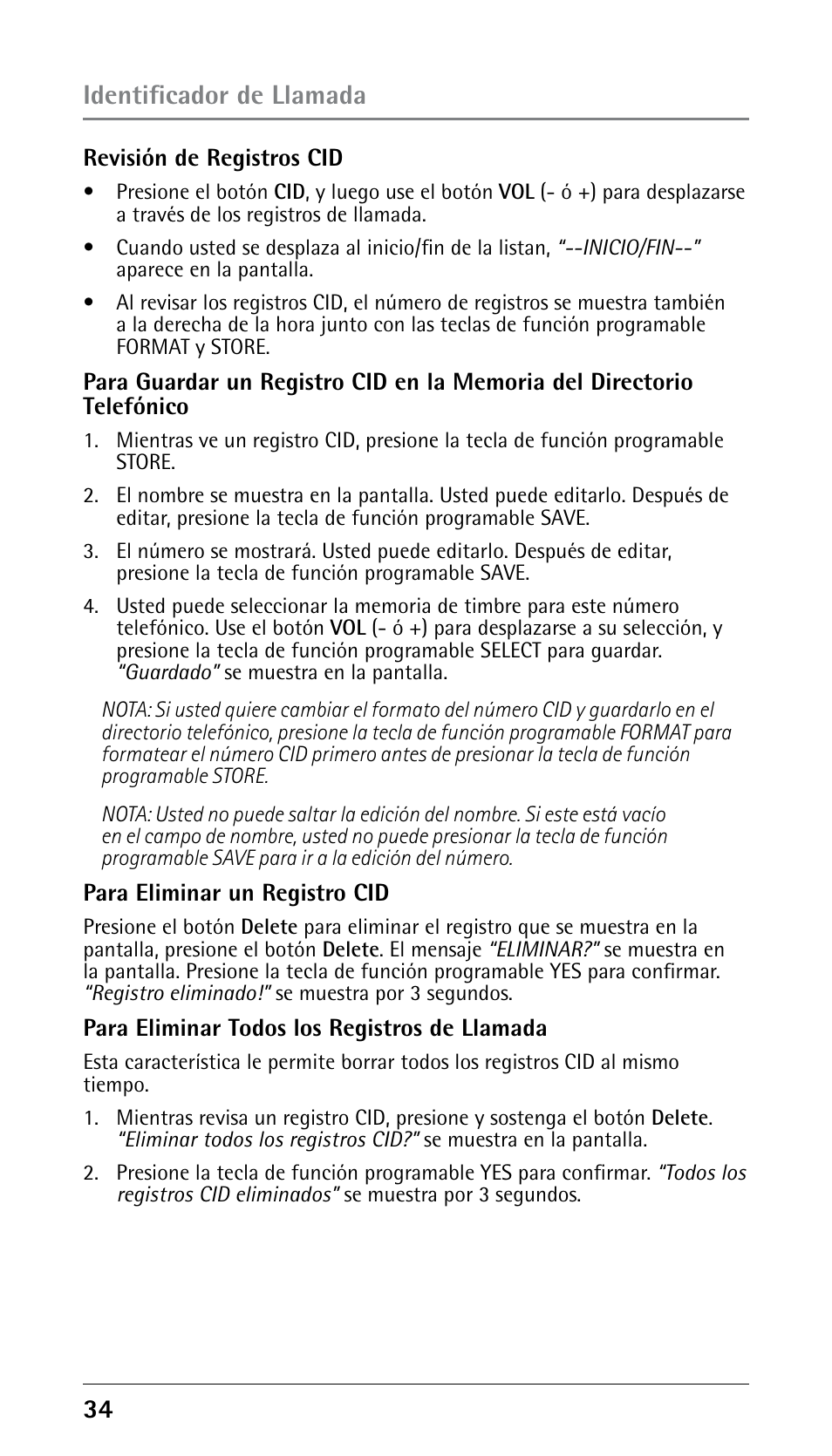 Identificador de llamada | RCA 25250 User Manual | Page 84 / 100