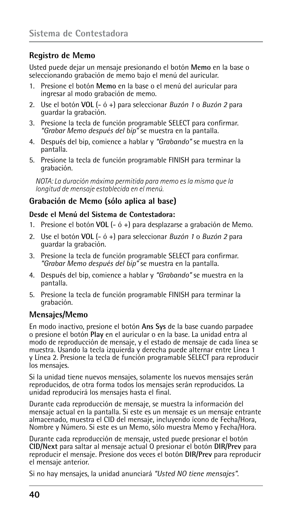 Sistema de contestadora | RCA 25250 User Manual | Page 90 / 100
