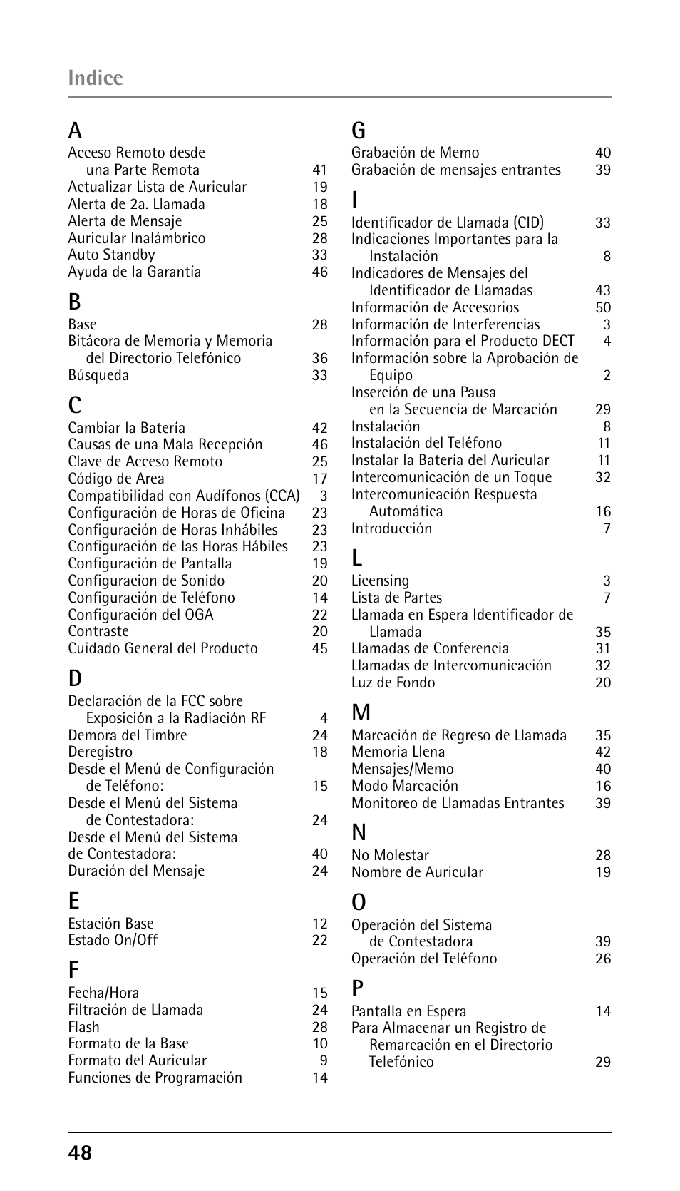 Indice | RCA 25250 User Manual | Page 98 / 100