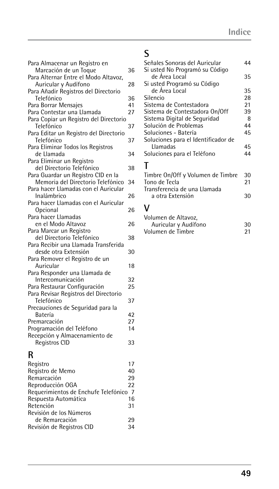 Indice | RCA 25250 User Manual | Page 99 / 100