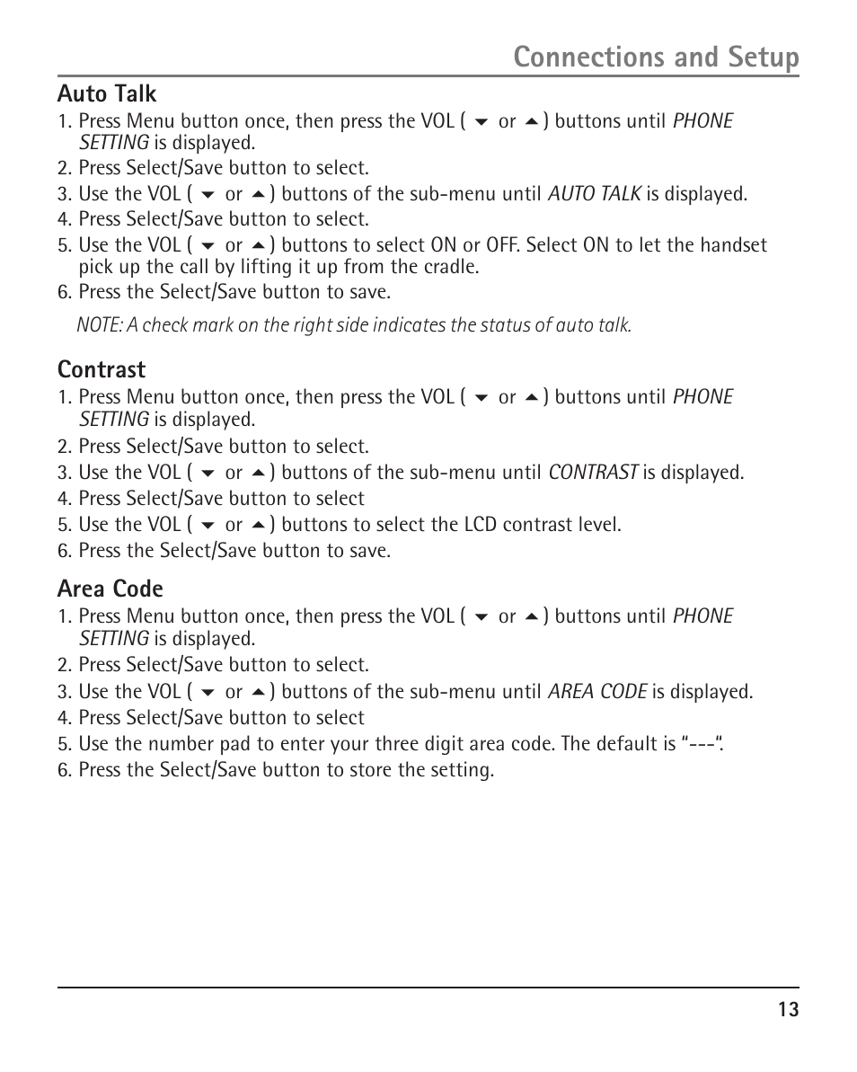 Connections and setup | RCA H5401 User Manual | Page 13 / 34