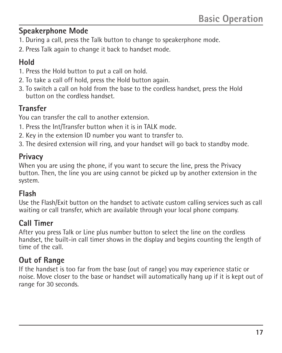 Basic operation | RCA H5401 User Manual | Page 17 / 34