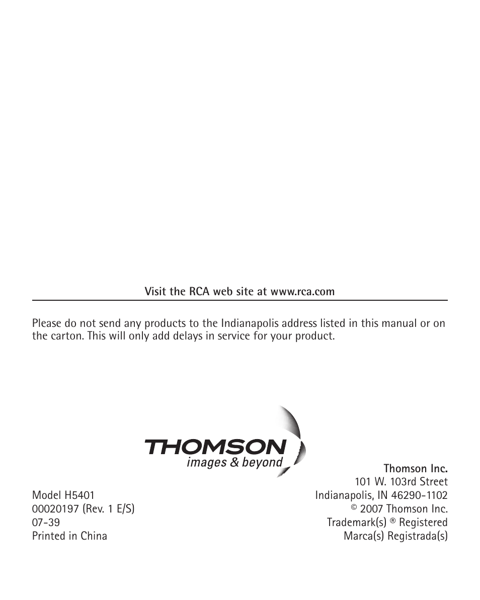 RCA H5401 User Manual | Page 34 / 34