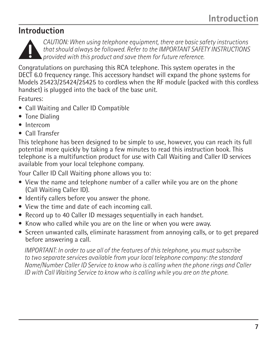 Introduction | RCA H5401 User Manual | Page 7 / 34