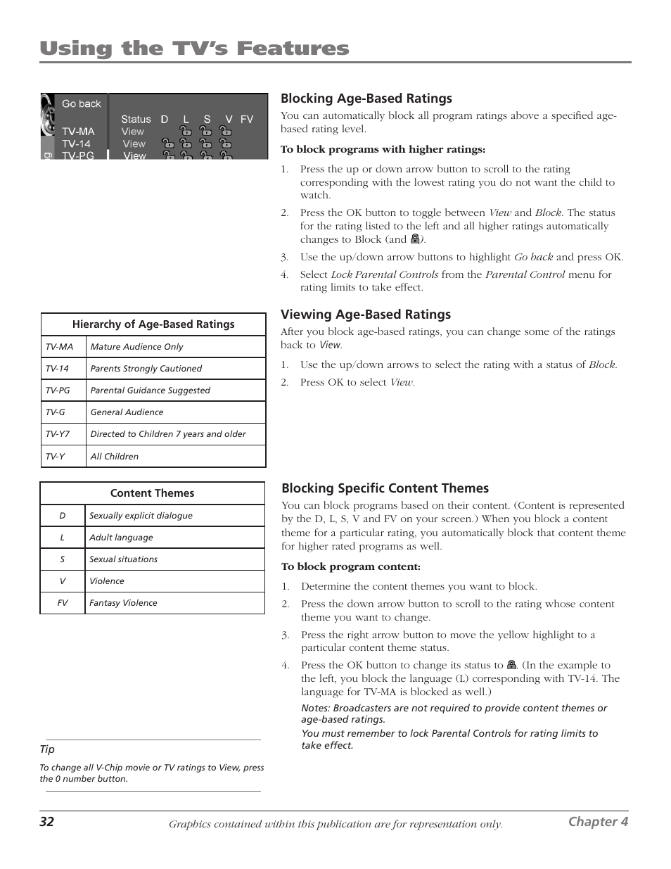 Using the tv’s features | RCA HDTVMonitor/DVD User Manual | Page 34 / 64