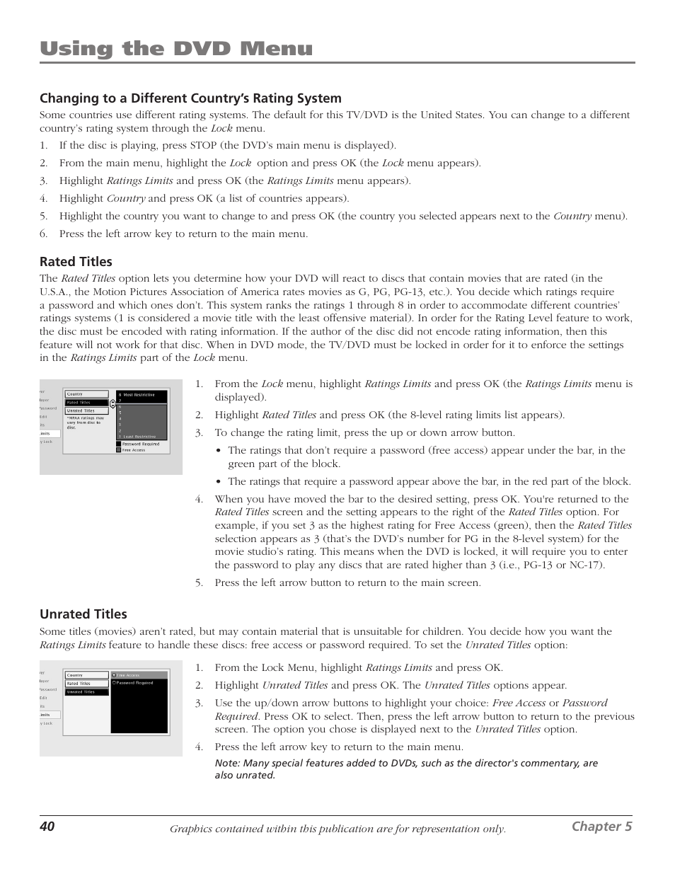 Using the dvd menu | RCA HDTVMonitor/DVD User Manual | Page 42 / 64