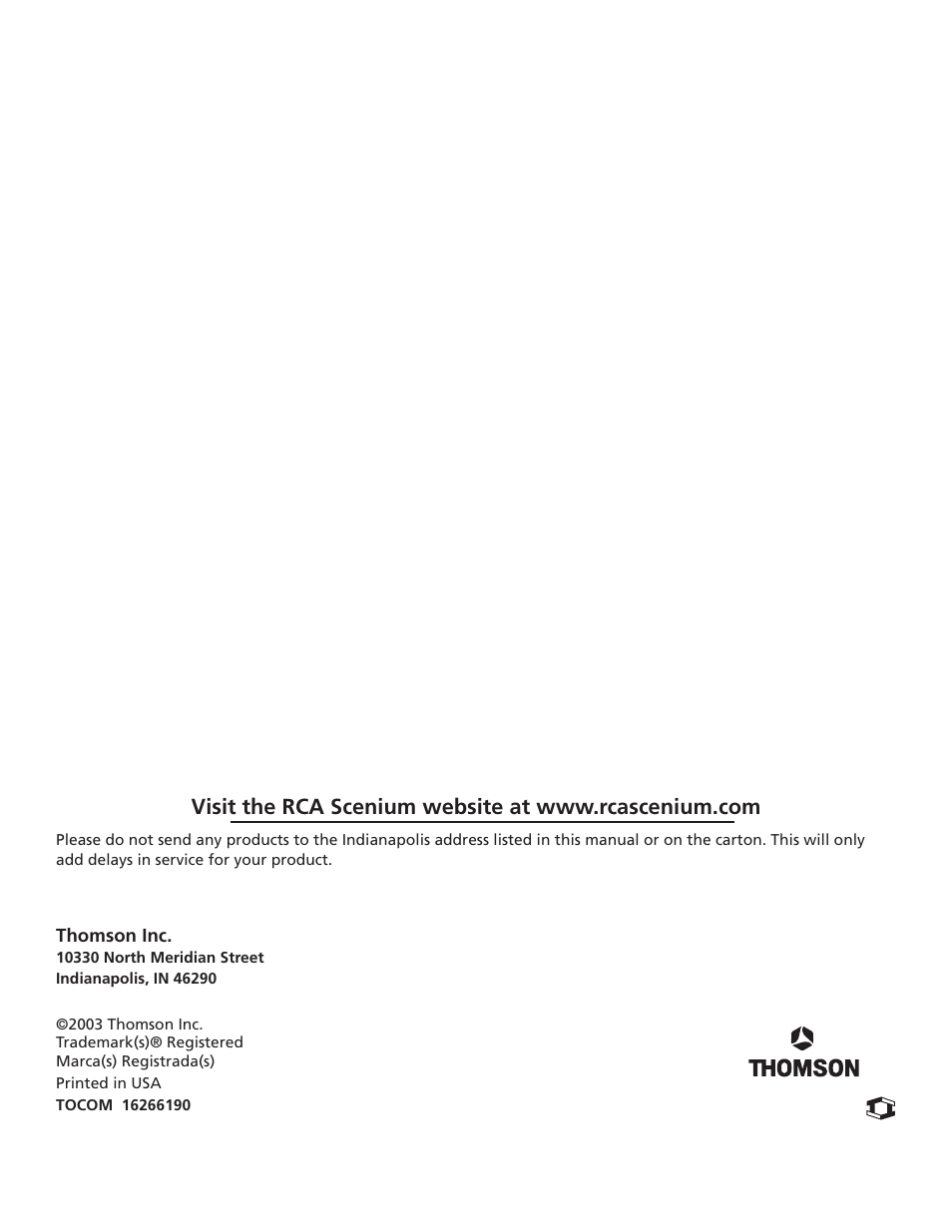 RCA HDTVMonitor/DVD User Manual | Page 64 / 64