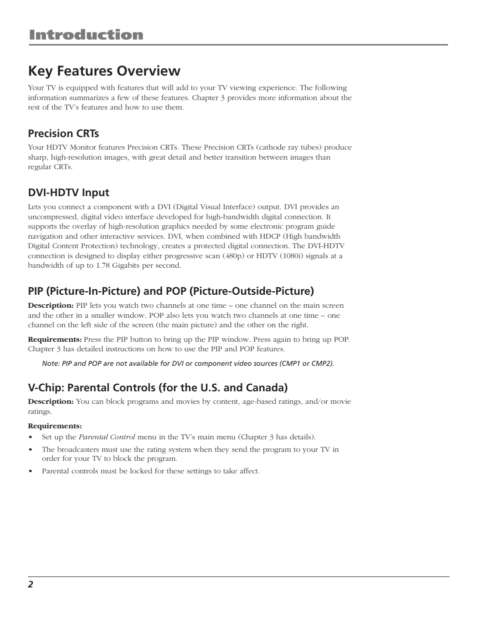 Introduction key features overview | RCA D61W17B User Manual | Page 4 / 48