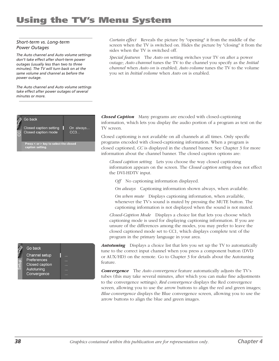 Using the tv’s menu system | RCA D61W17B User Manual | Page 40 / 48