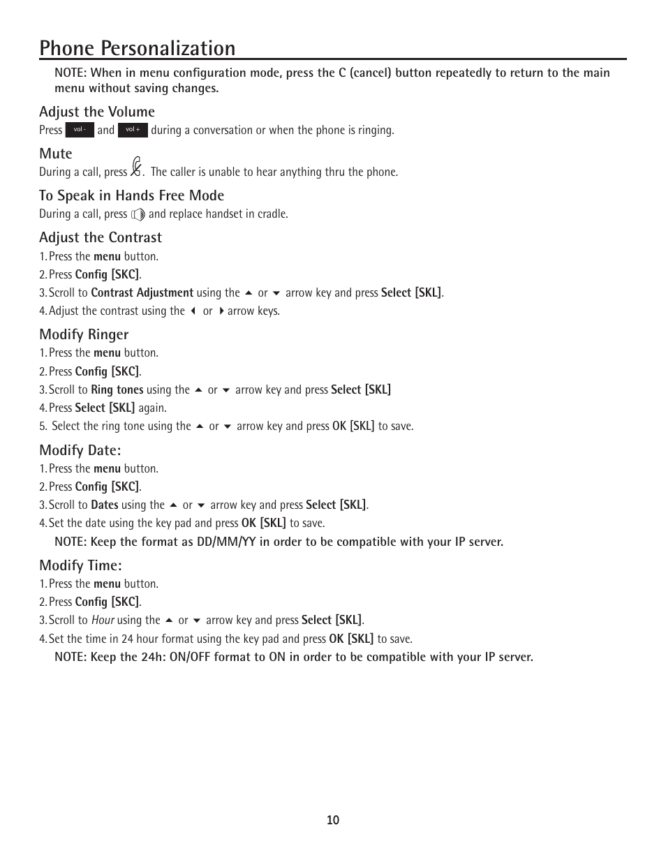 Phone personalization | RCA 25600 MGCP User Manual | Page 10 / 14