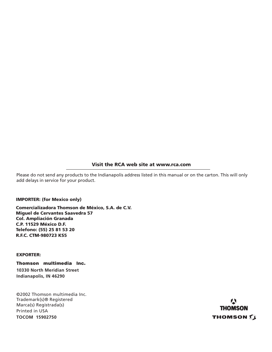 RCA F27TF700 User Manual | Page 64 / 64