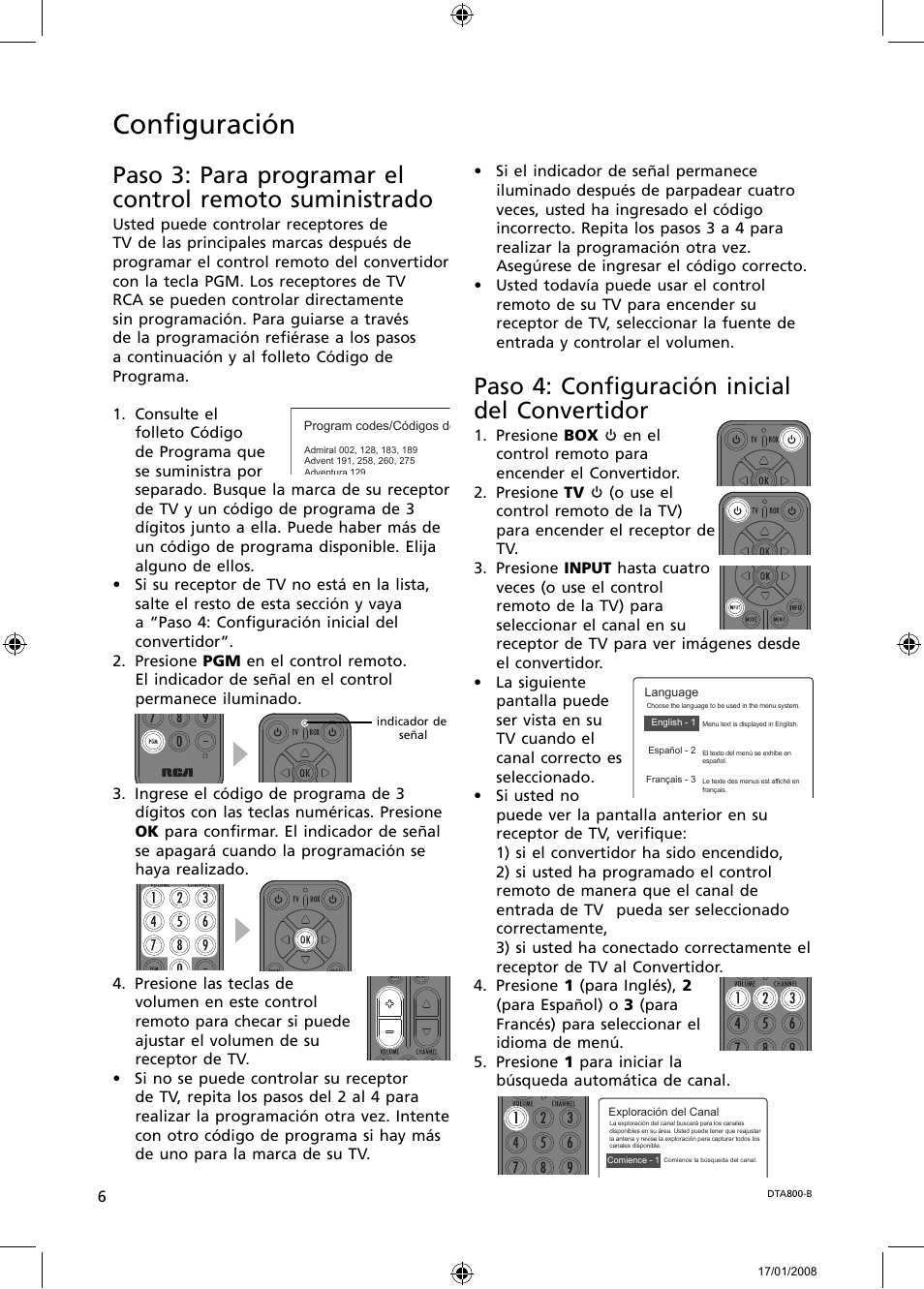 Confi guración, Paso 4: confi guración inicial del convertidor | RCA B-008ATD User Manual | Page 18 / 28