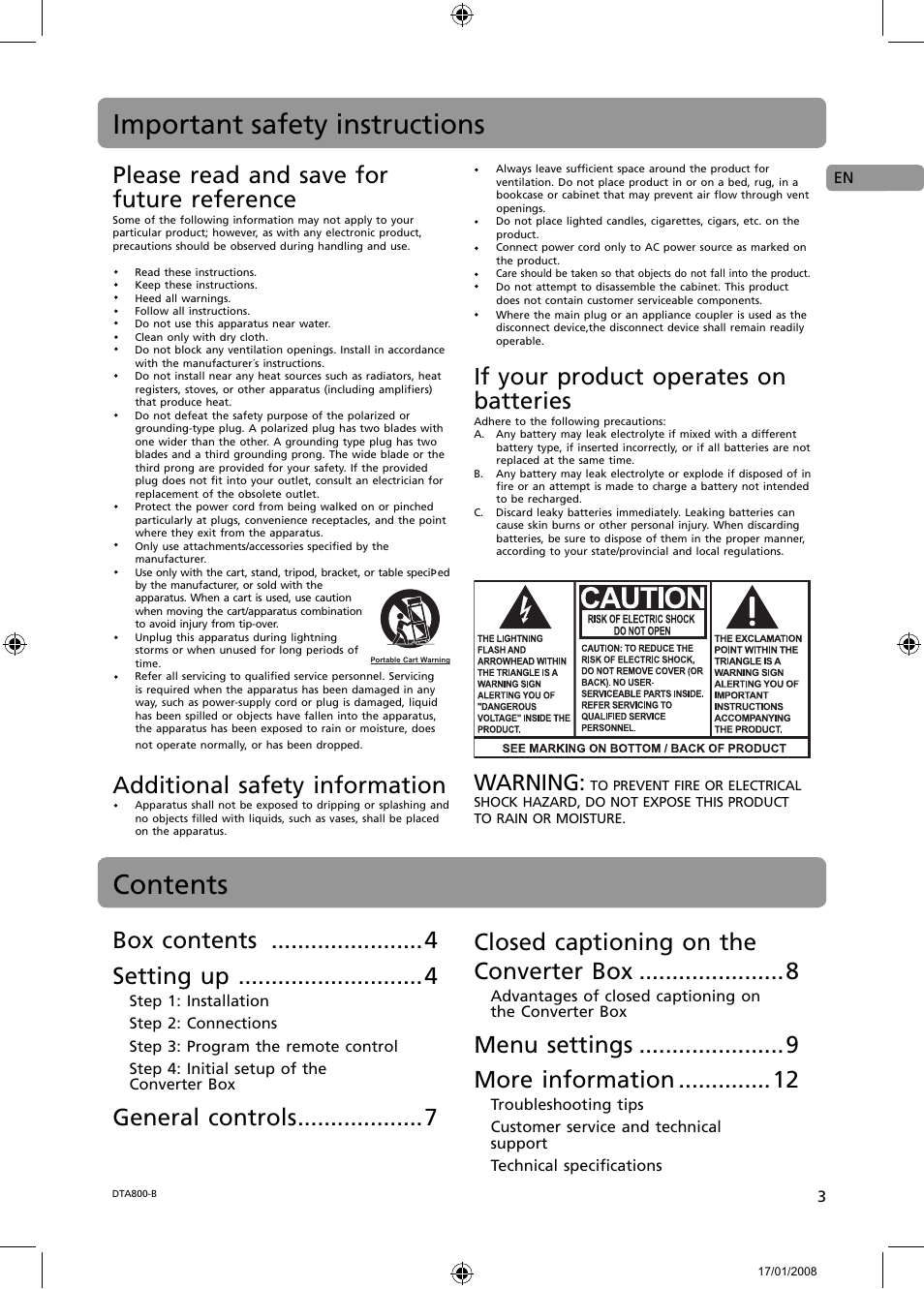 RCA B-008ATD User Manual | Page 3 / 28