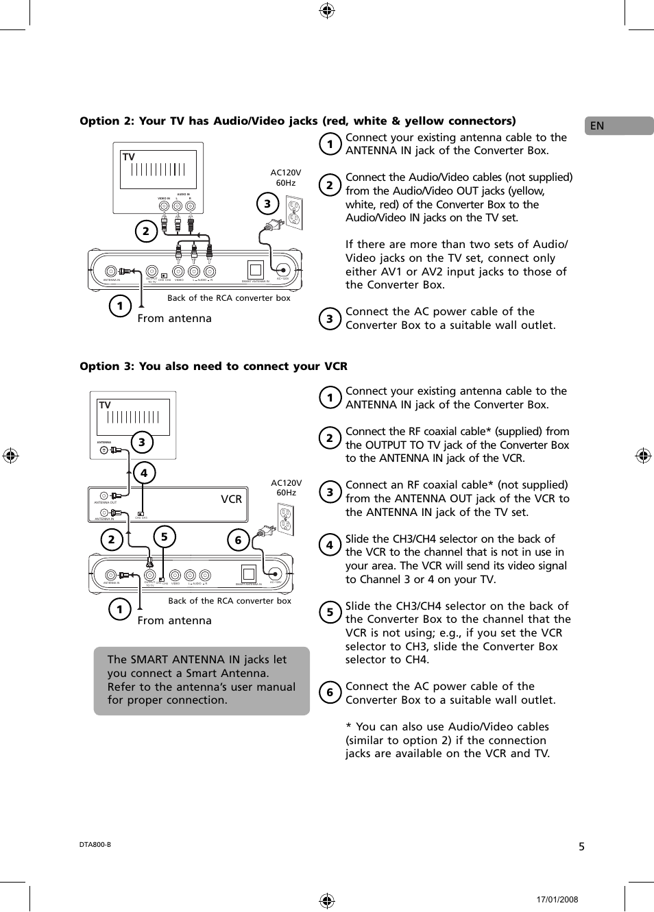 En 5, Vcr option 3: you also need to connect your vcr 1 | RCA B-008ATD User Manual | Page 5 / 28