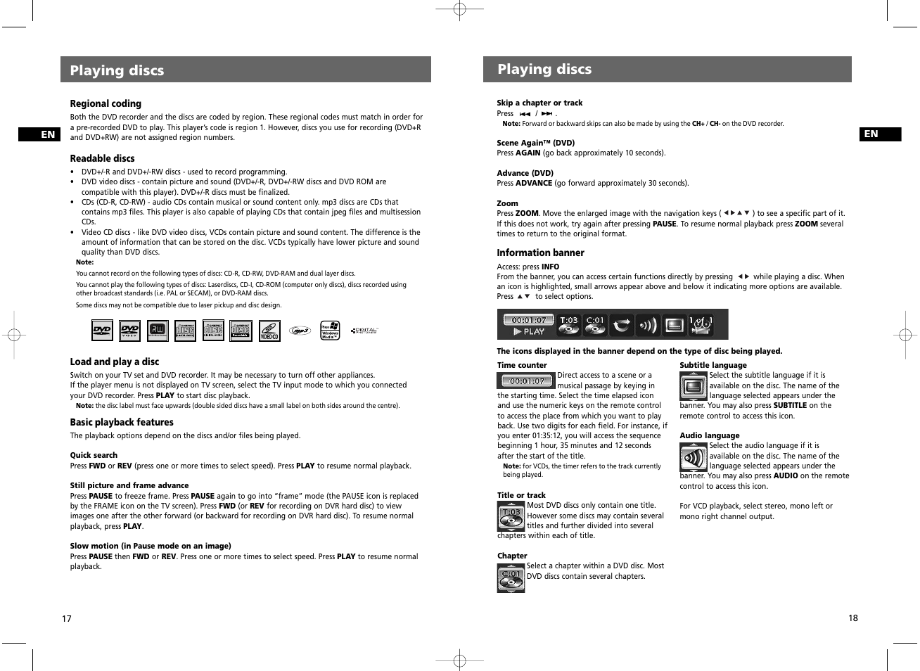Playing discs | RCA DRC8030N User Manual | Page 12 / 19
