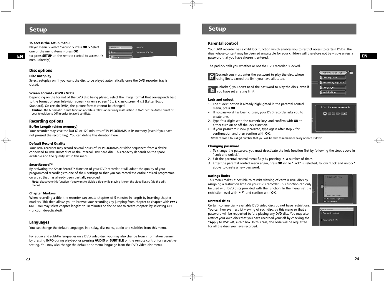 Setup | RCA DRC8030N User Manual | Page 15 / 19