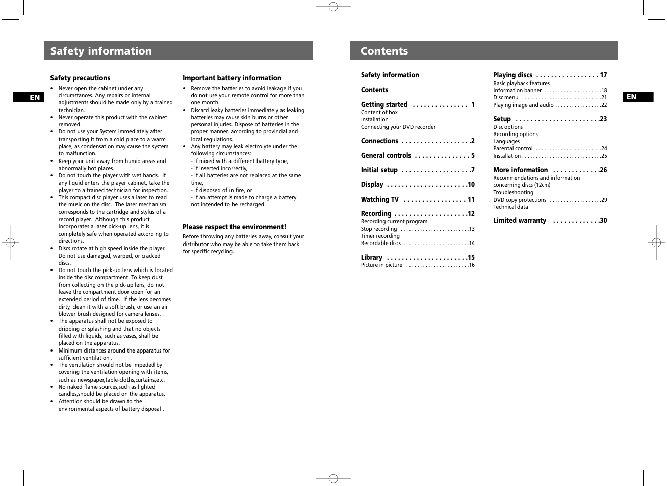 Contents safety information | RCA DRC8030N User Manual | Page 3 / 19