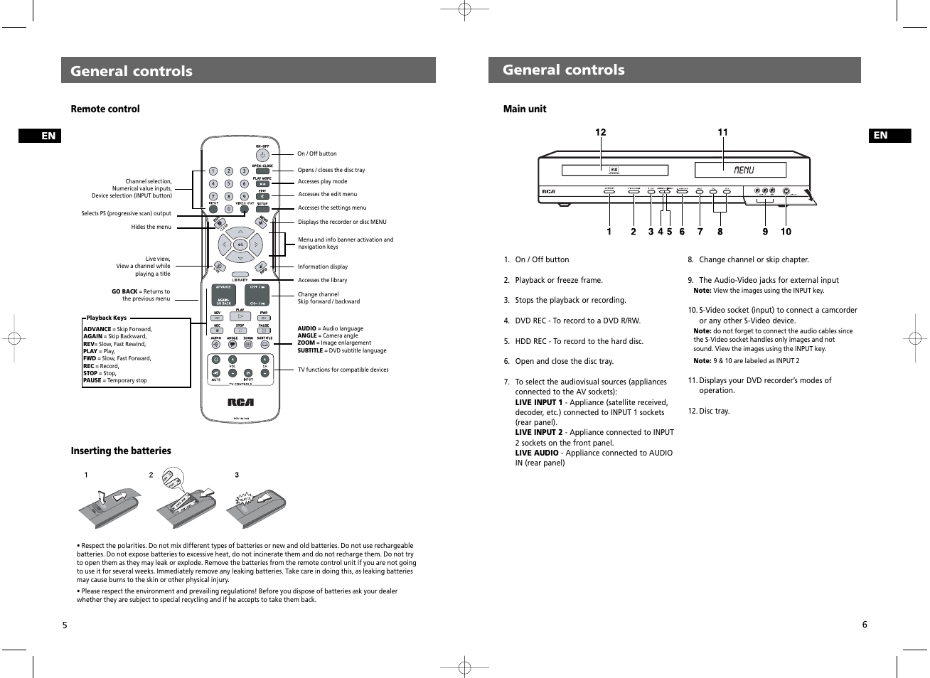 General controls | RCA DRC8030N User Manual | Page 6 / 19