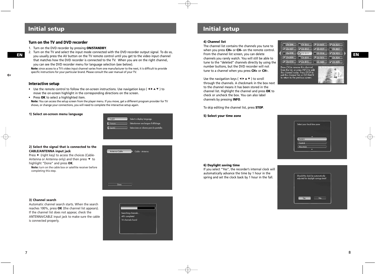 Initial setup | RCA DRC8030N User Manual | Page 7 / 19