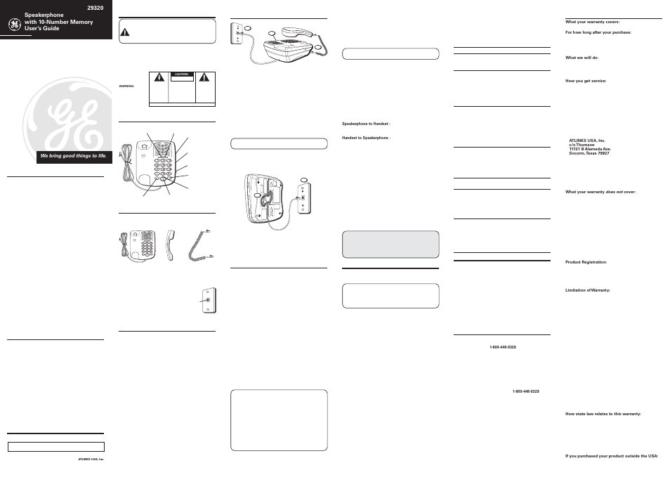 RCA 29320 User Manual | 2 pages