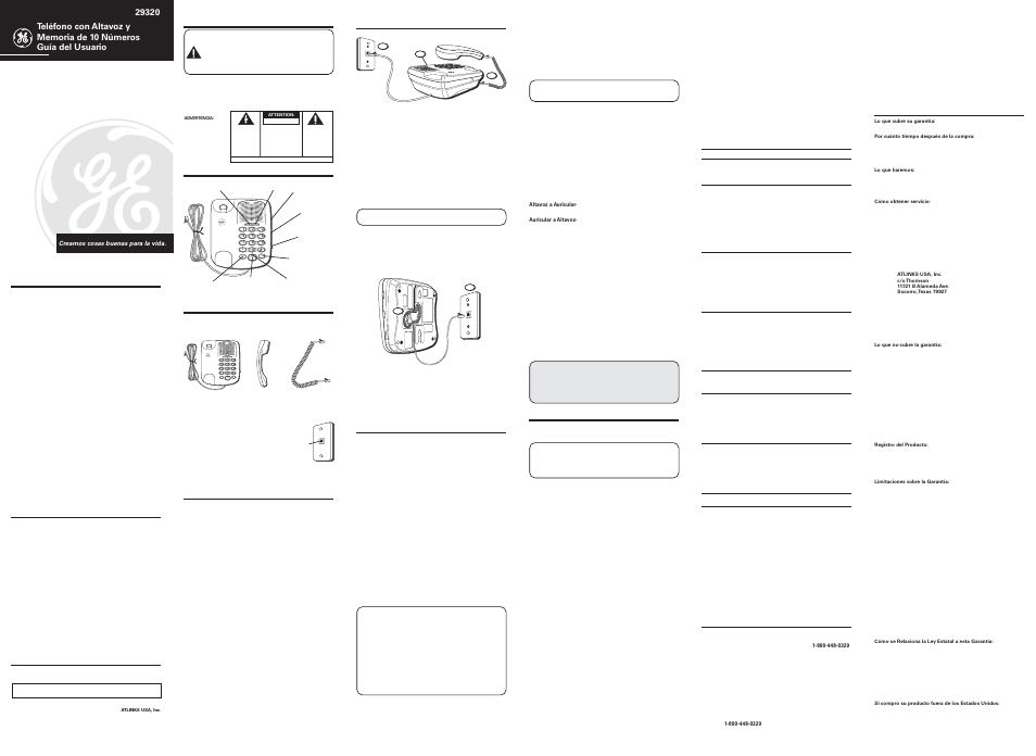 Wxyz, Pqrs, Oper | Speaker store mem flash redial, Cca) | RCA 29320 User Manual | Page 2 / 2