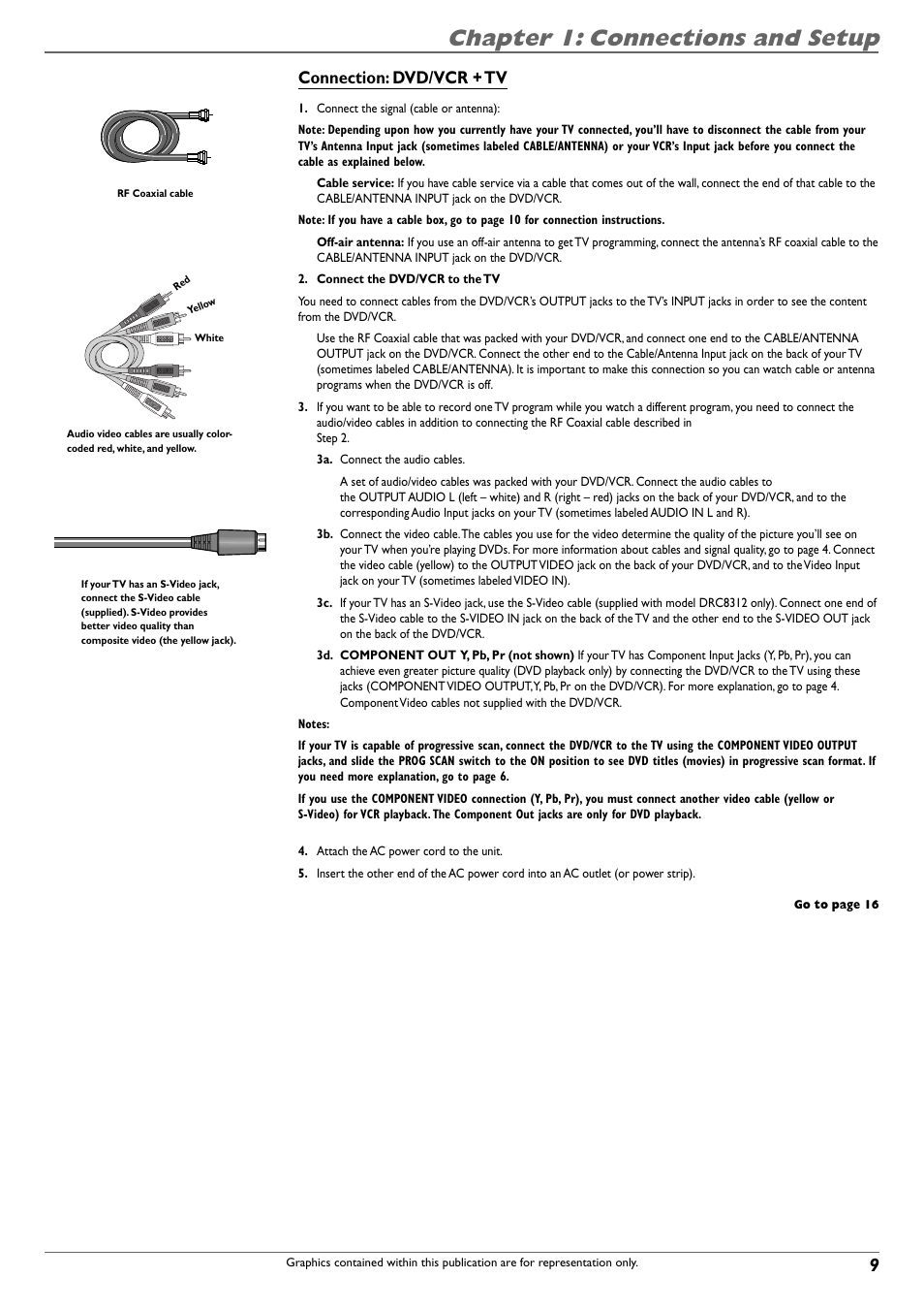 Chapter 1: connections and setup, Connection: dvd/vcr + tv | RCA DVD Recorder/VCR Combo User Manual | Page 11 / 68