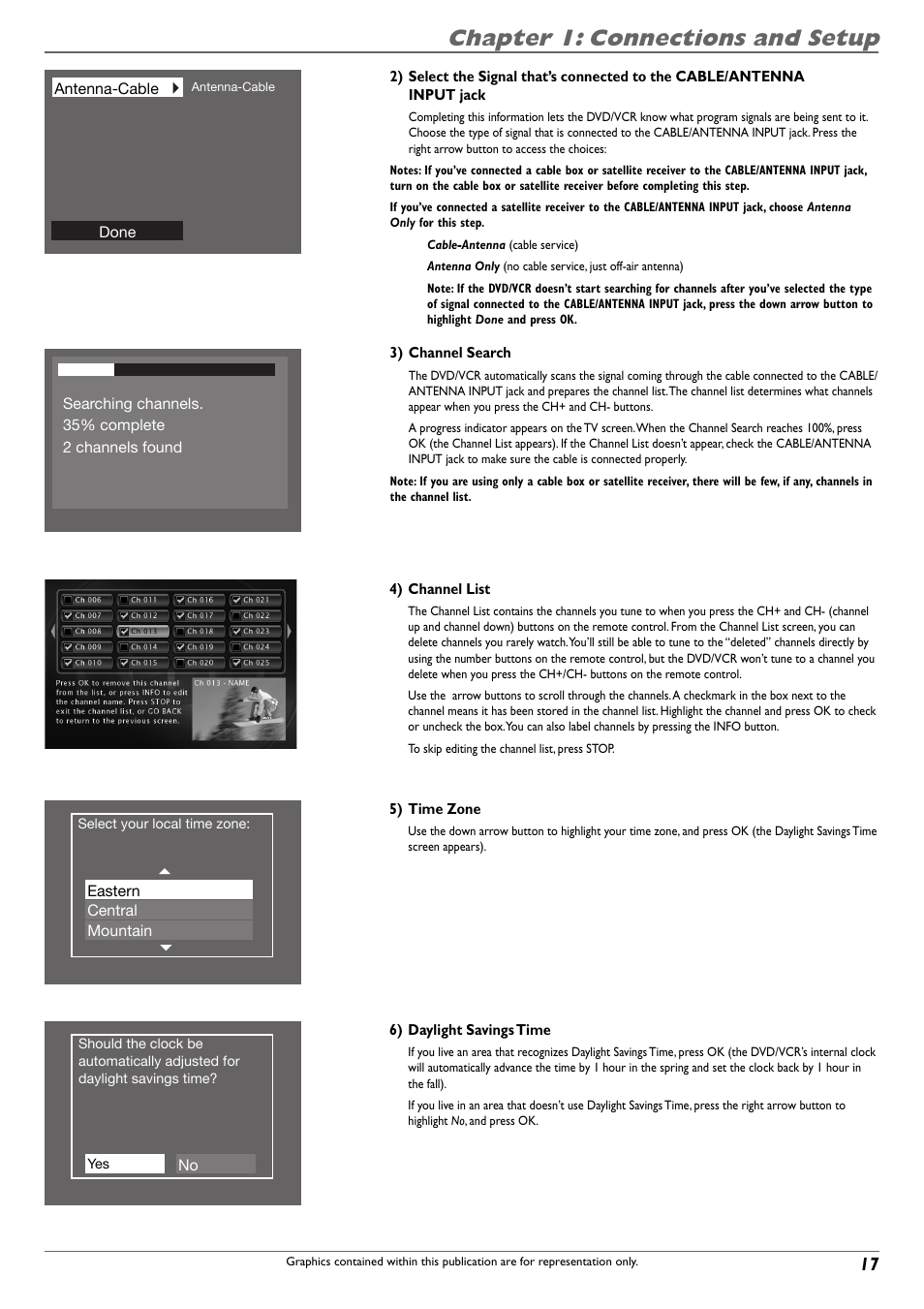 Chapter 1: connections and setup | RCA DVD Recorder/VCR Combo User Manual | Page 19 / 68