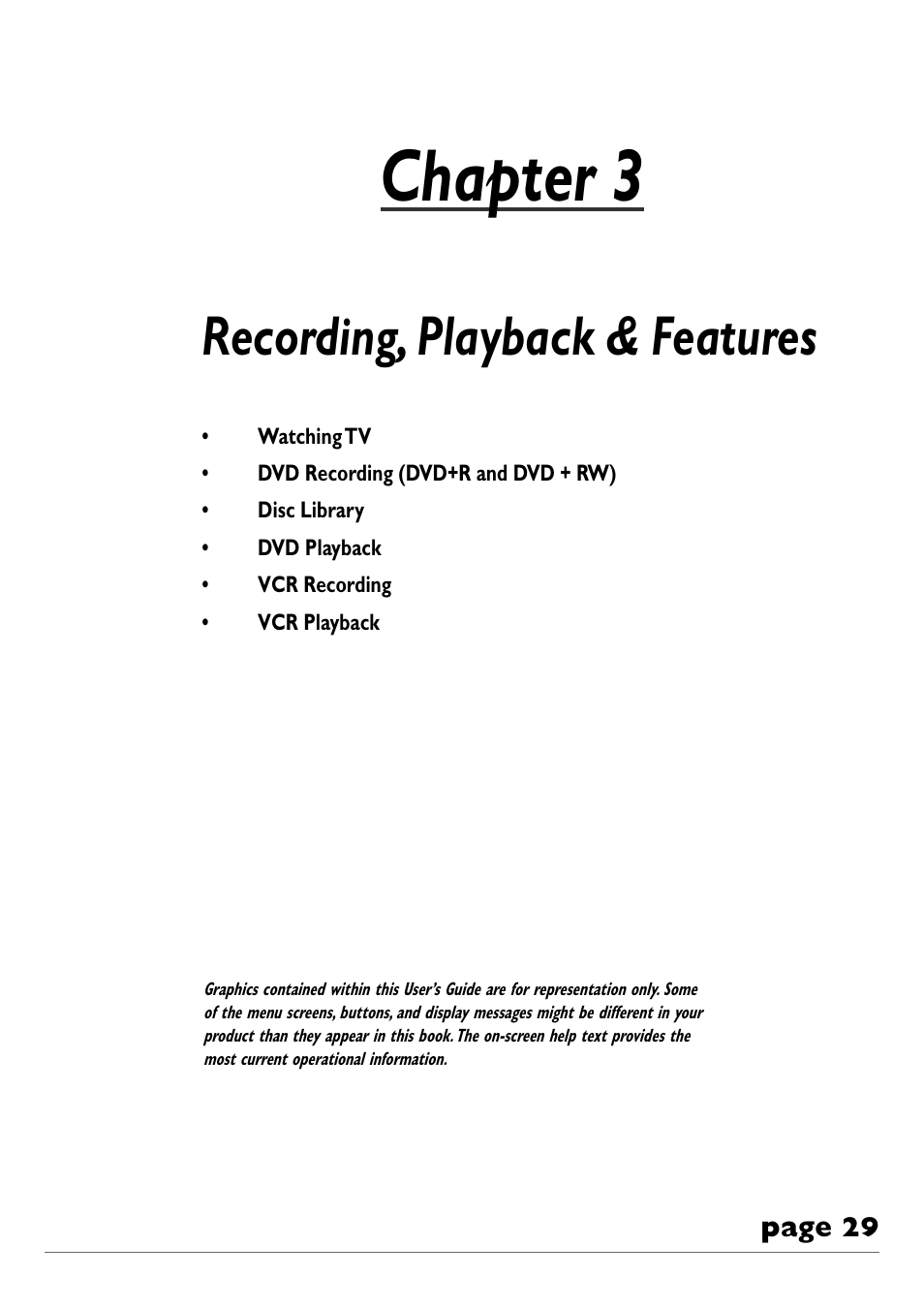 Chapter 3, Recording, playback & features | RCA DVD Recorder/VCR Combo User Manual | Page 31 / 68