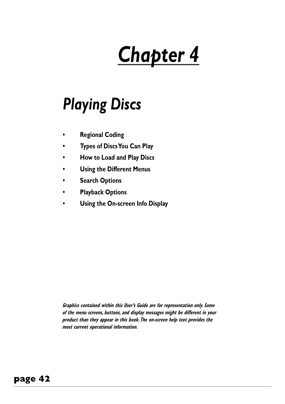 Chapter 4, Playing discs | RCA DVD Recorder/VCR Combo User Manual | Page 44 / 68