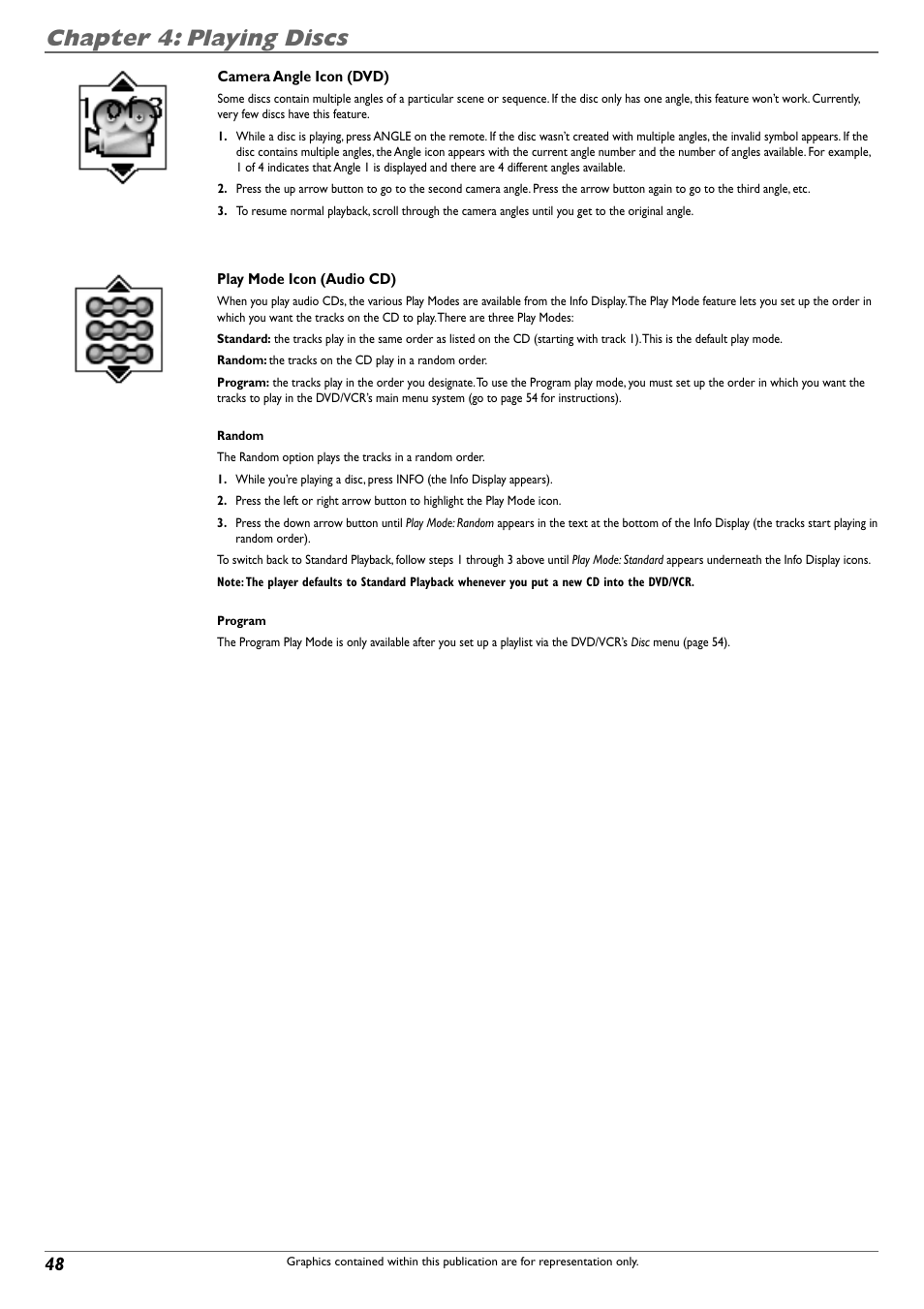 Chapter 4: playing discs | RCA DVD Recorder/VCR Combo User Manual | Page 50 / 68